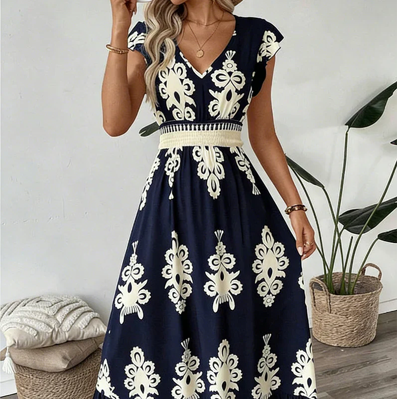 Candela | Abito Lungo in Stile Barocco con Scollo a V